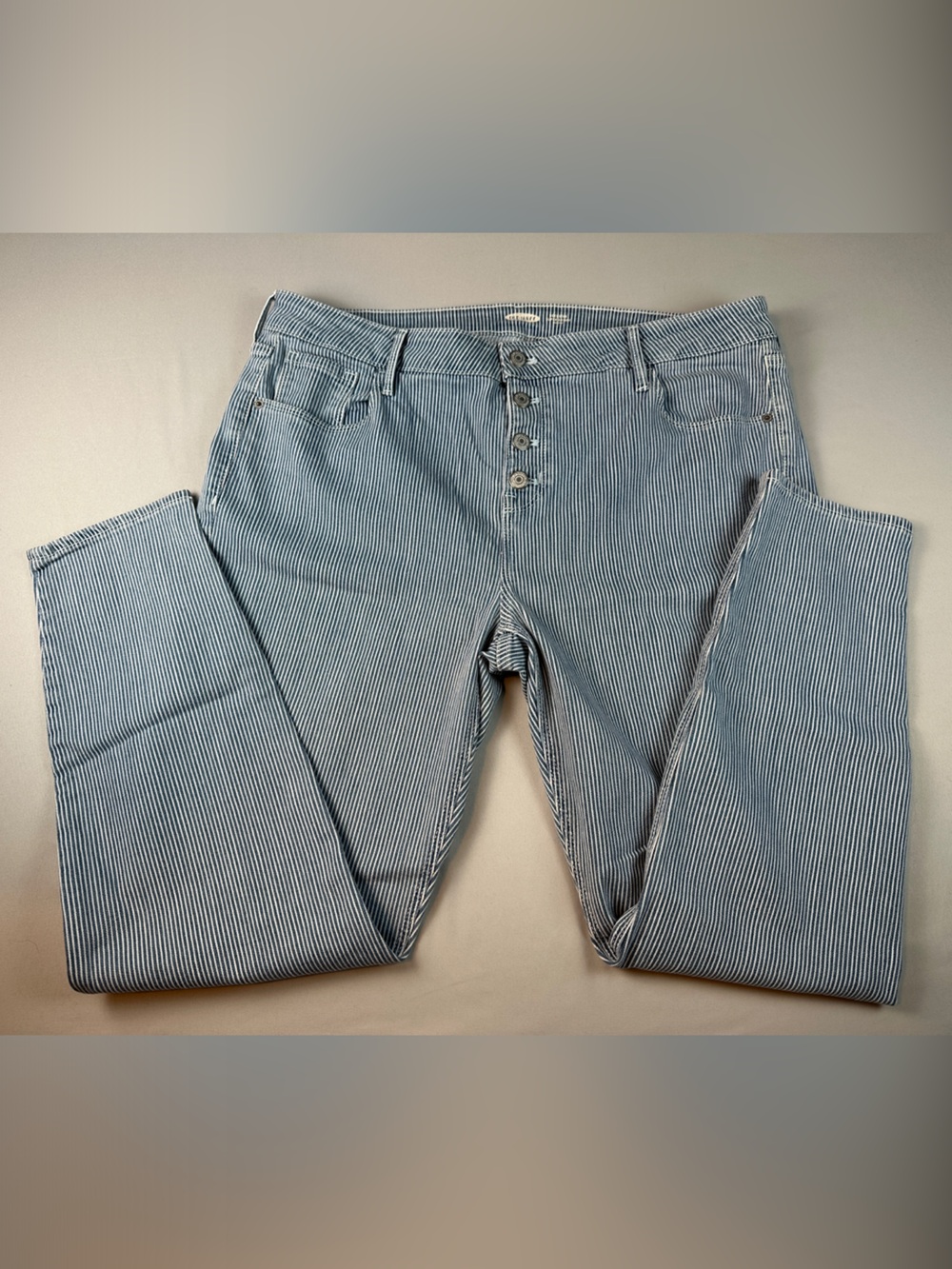 Old Navy Women’s Rockstar Pinstripe Skinny Jeans Button Fly Size 18